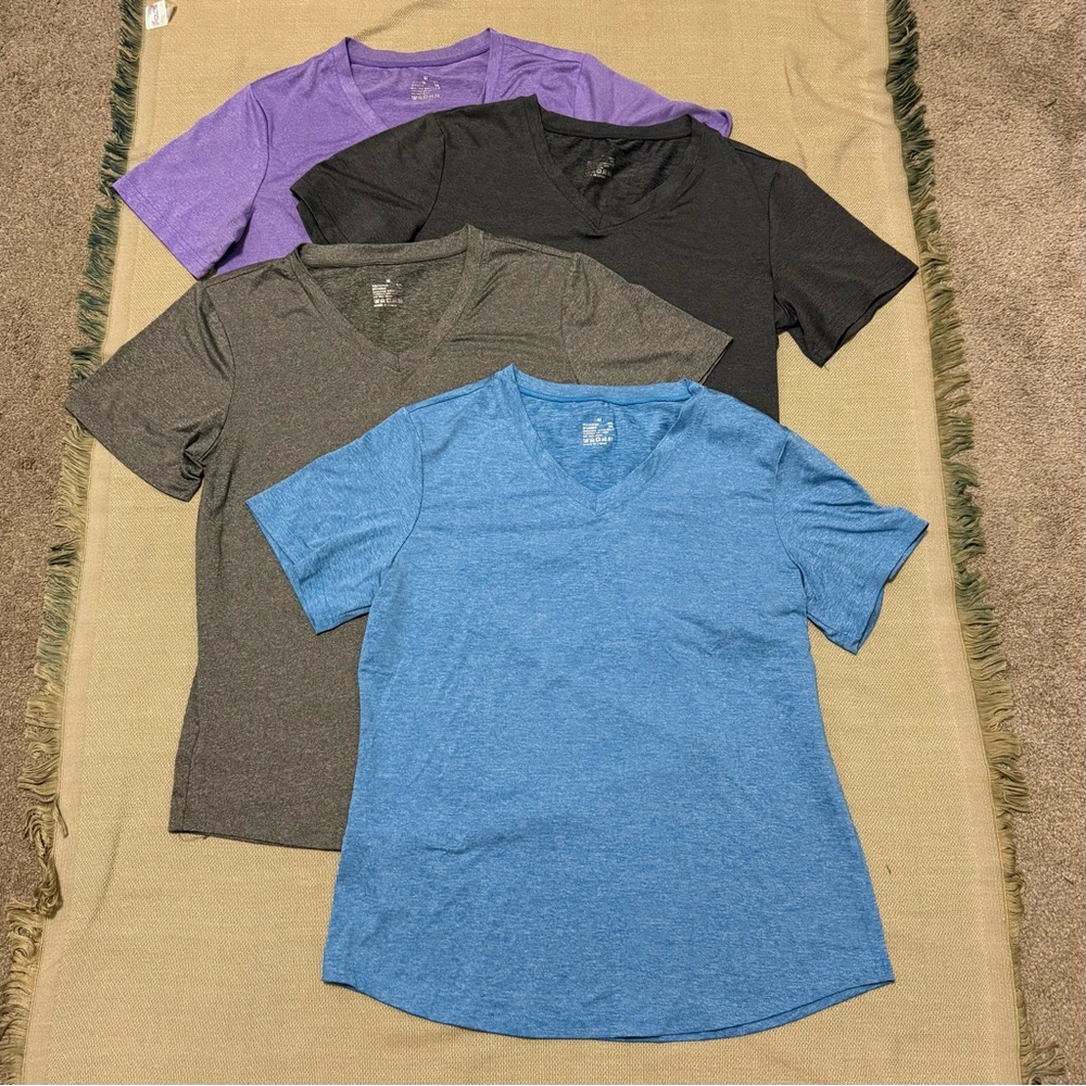 Liberty Imports Dry Fit Workout Shirts, Short Sleeve, Tees (4-Pack) Size M